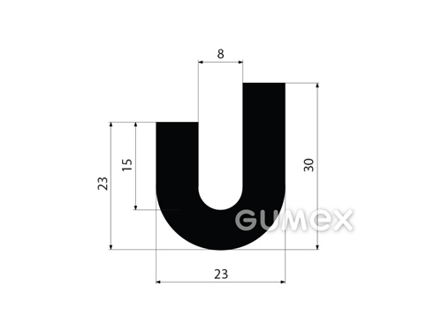 "U" Gummiprofil, 30x23/8mm, 60°ShA, NBR, -40°C/+70°C, schwarz, 